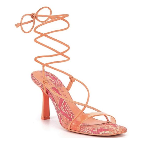 ANTONIO MELANI Shoes - NEW Antonio Melani Barden Ankle Tie Lace-Up Dress Heeled Sandals in Citrus Peach